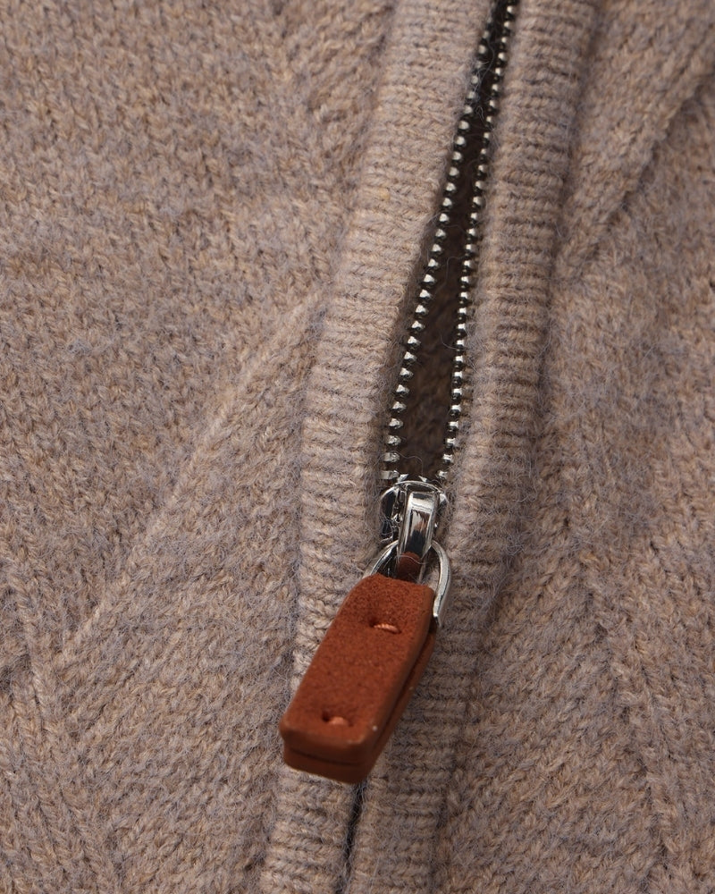 Cardigã Heritage em Tricô Diamante com Zíper